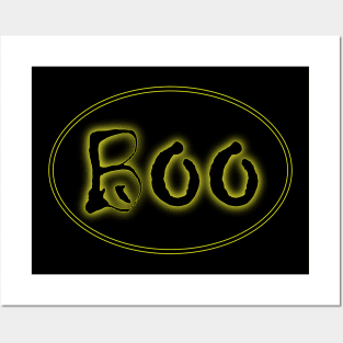 Glowing Yellow Halloween Boo Bar Sign Posters and Art